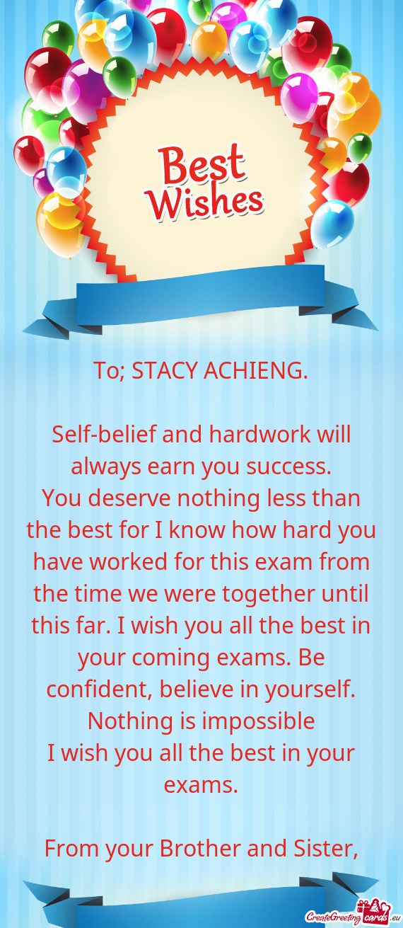 To; STACY ACHIENG