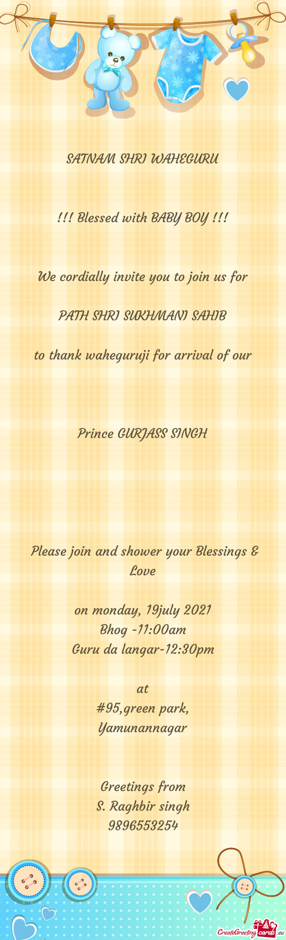 To thank waheguruji for arrival of our