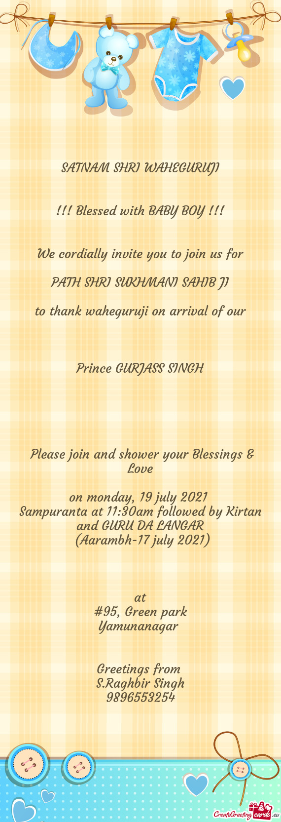 To thank waheguruji on arrival of our