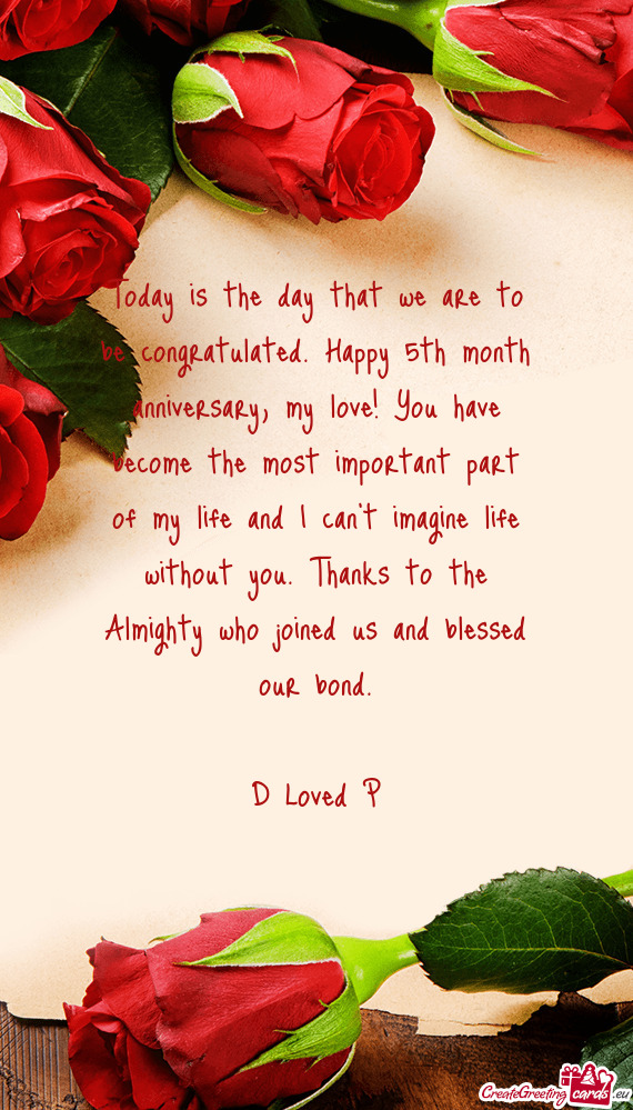 Today is the day that we are to be congratulated. Happy 5th month anniversary, my love! You have bec