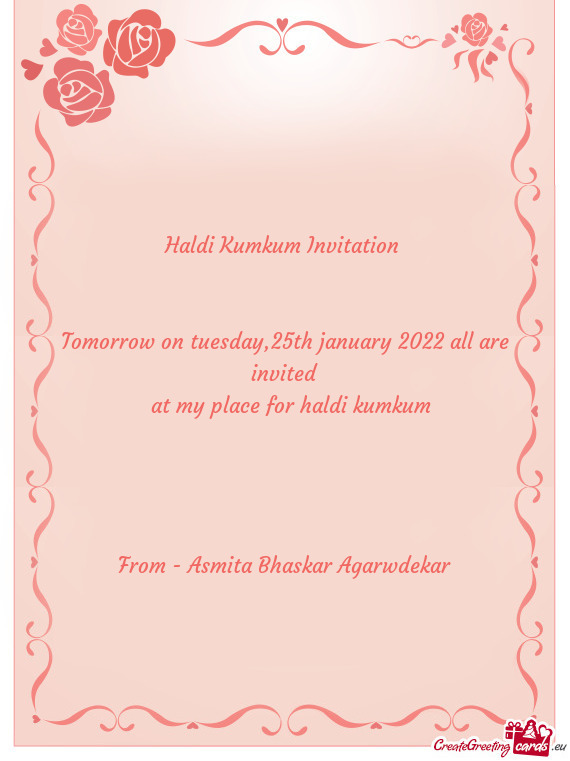 Tomorrow on tuesday,25th january 2022 all are invited