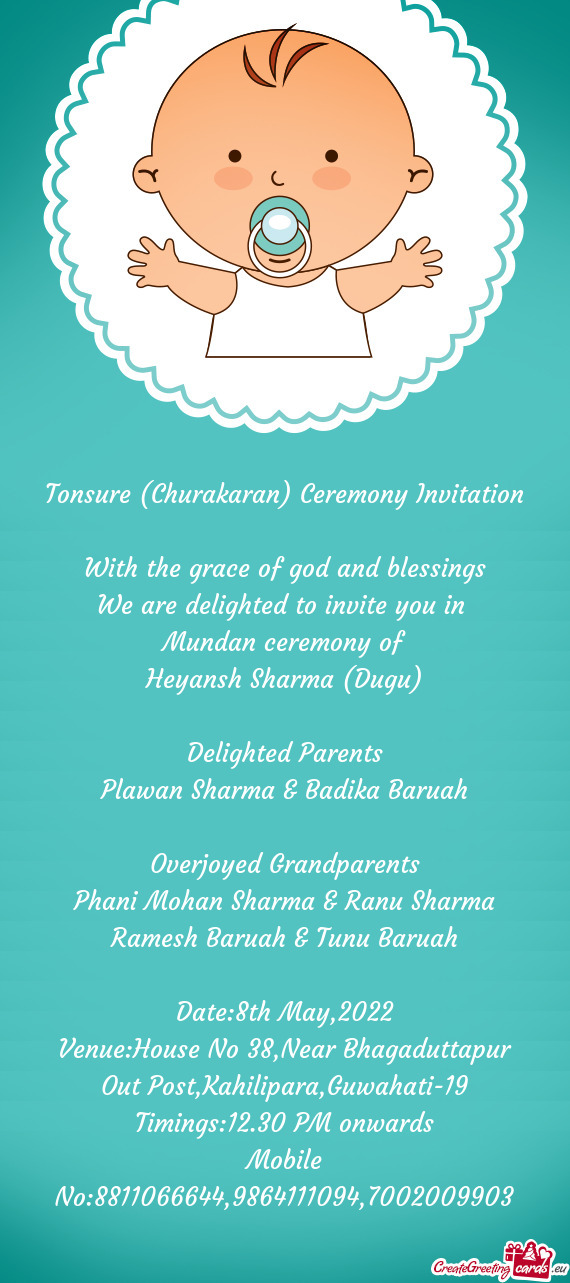 Tonsure (Churakaran) Ceremony Invitation