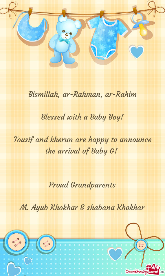 Tousif and kherun are happy to announce the arrival of Baby G
