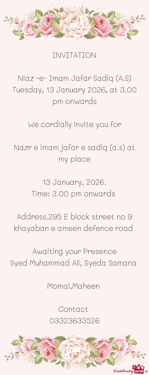 Tuesday, 13 January 2026, at 3.00 pm onwards