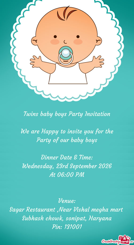 Twins baby boys Party Invitation