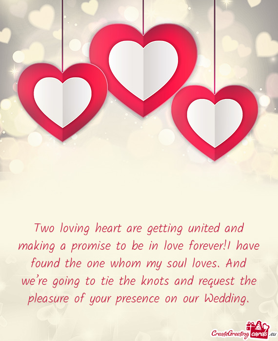 Two loving heart are getting united and making a promise to be in love forever!I have found the one