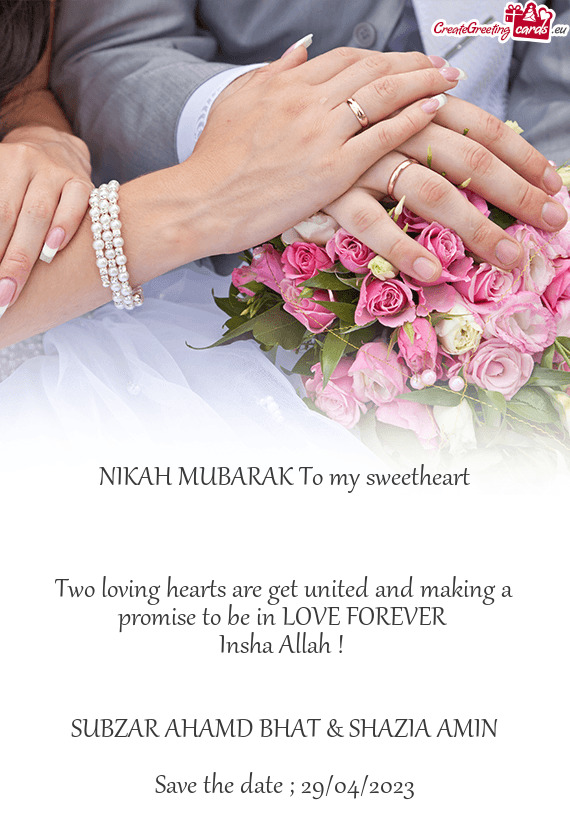 Two loving hearts are get united and making a promise to be in LOVE FOREVER