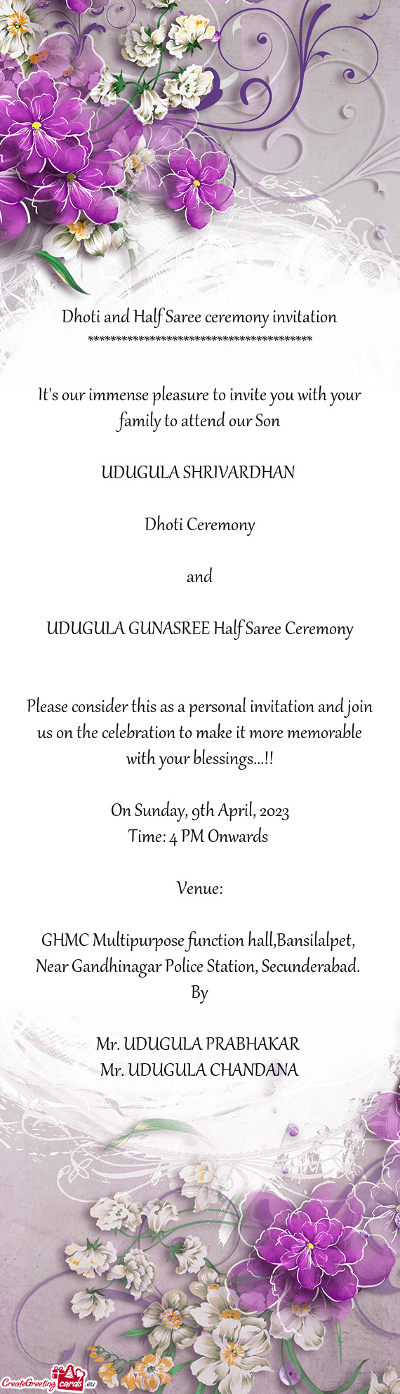 UDUGULA GUNASREE Half Saree Ceremony