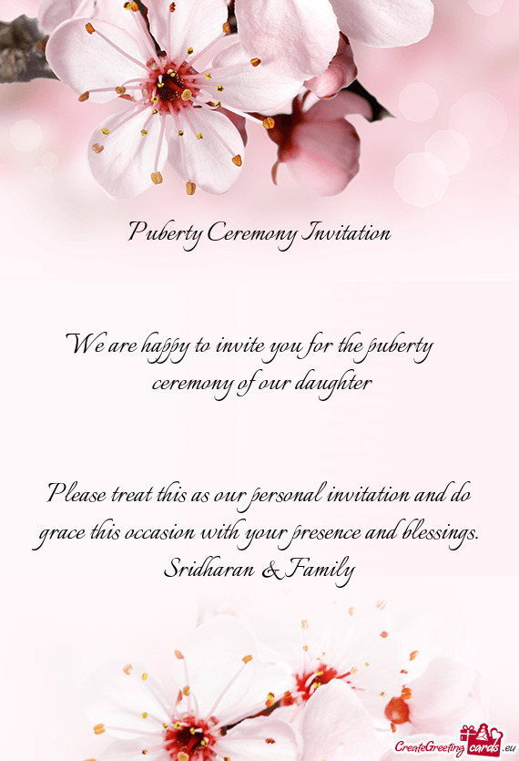 Ughter  Please treat this as our personal invitation and do grace this occasion with your presen