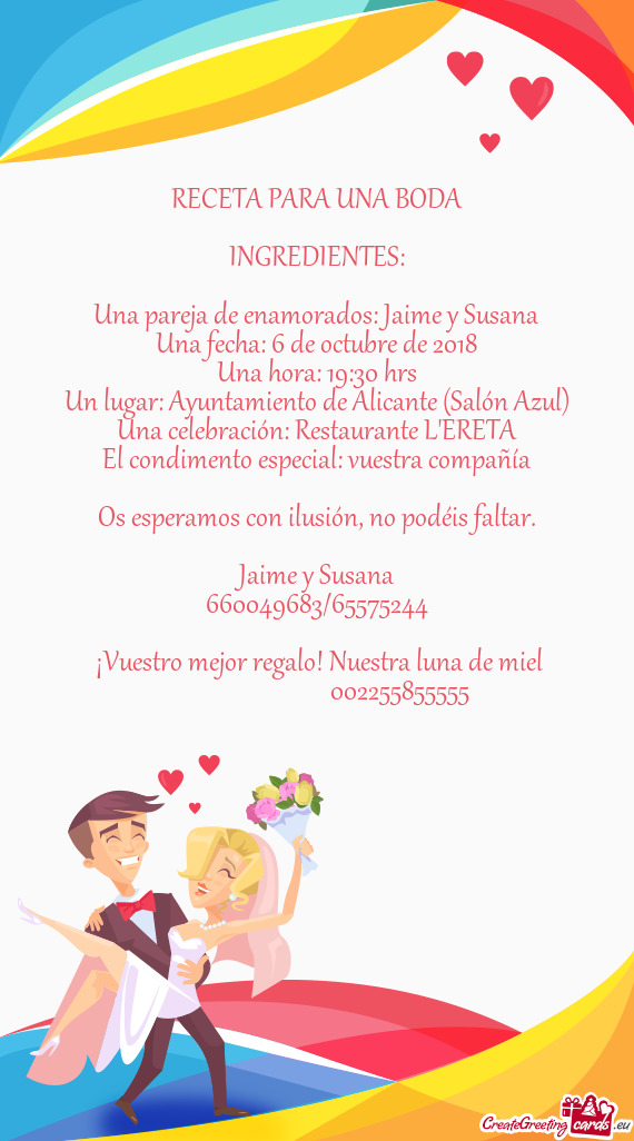 Una pareja de enamorados: Jaime y Susana