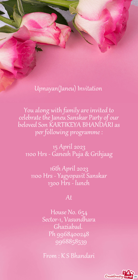 Upnayan(Janeu) Invitation