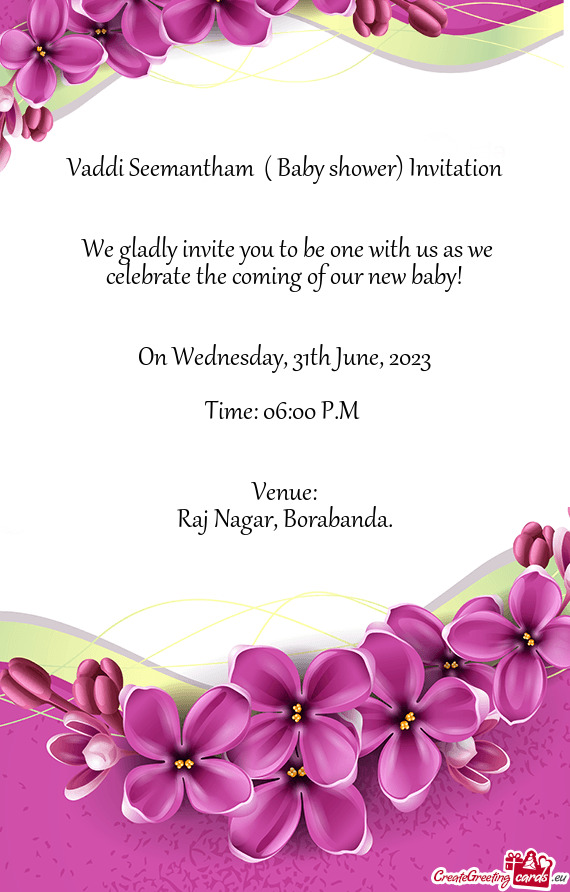 Vaddi Seemantham ( Baby shower) Invitation