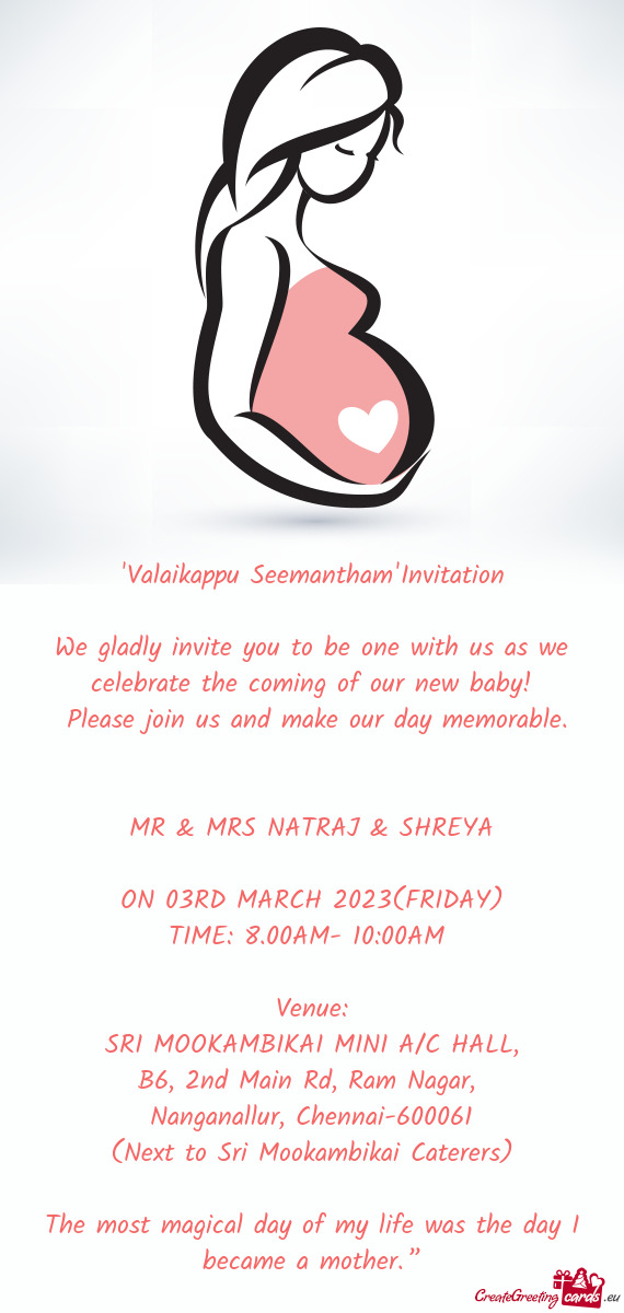 "Valaikappu Seemantham"Invitation