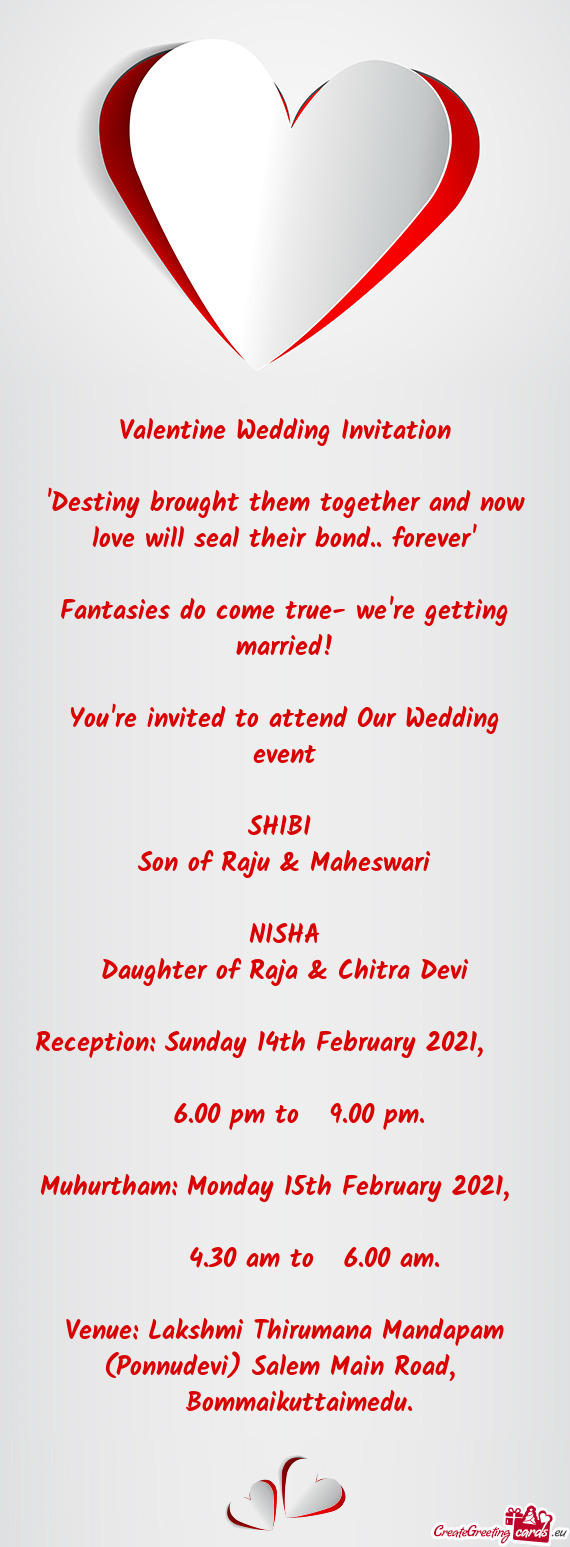 Valentine Wedding Invitation