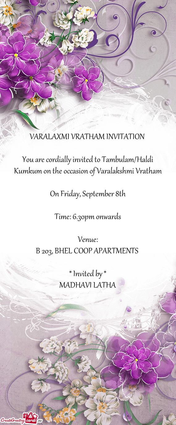 VARALAXMI VRATHAM INVITATION