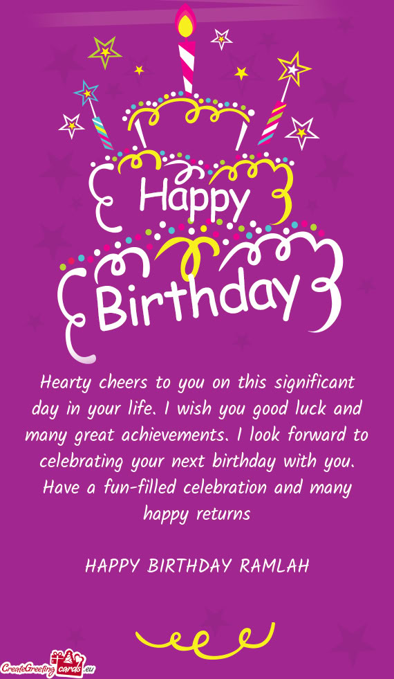 Vements. I look forward to celebrating your next birthday with you. Have a fun-filled celebration an