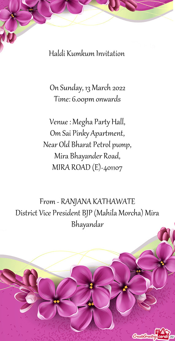 Venue : Megha Party Hall