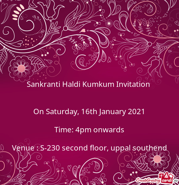 Venue : S-230 second floor, uppal southend