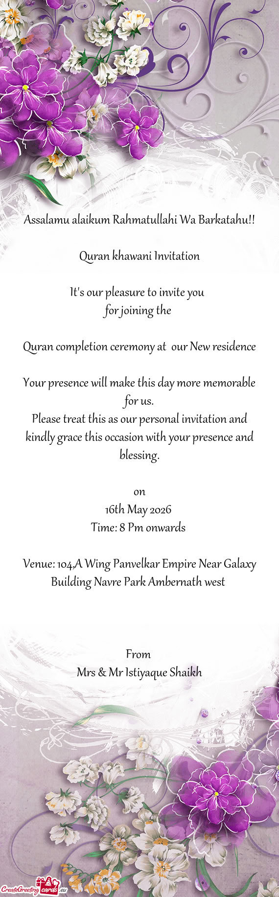 Venue: 104,A Wing Panvelkar Empire Near Galaxy Building Navre Park Ambernath west