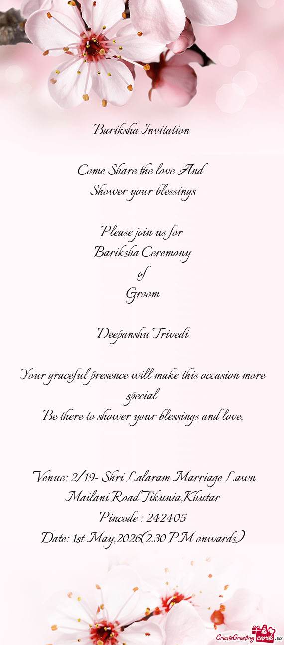 Venue: 2/19- Shri Lalaram Marriage Lawn