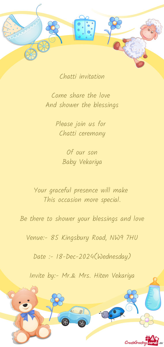 Venue:- 85 Kingsbury Road, NW9 7HU