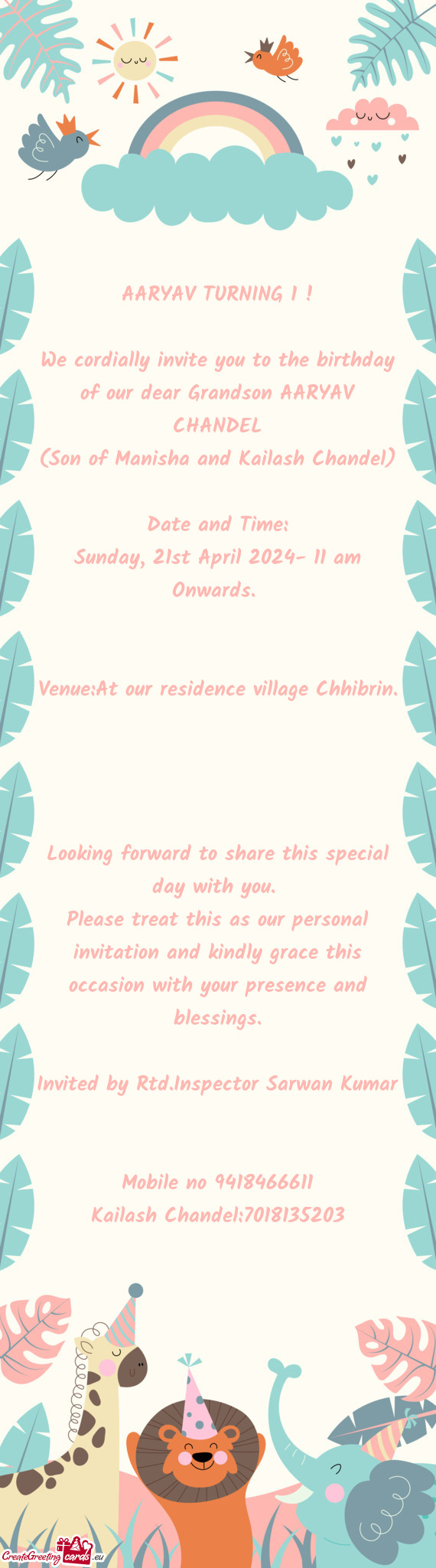 Venue:At our residence village Chhibrin