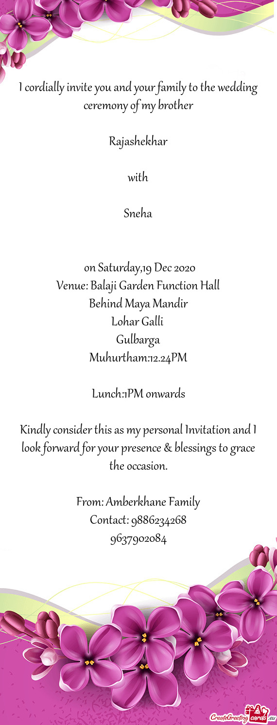 Venue: Balaji Garden Function Hall