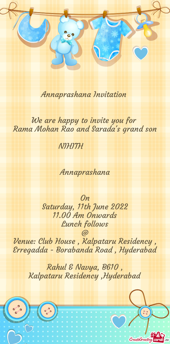 Venue: Club House , Kalpataru Residency , Erregadda - Borabanda Road , Hyderabad