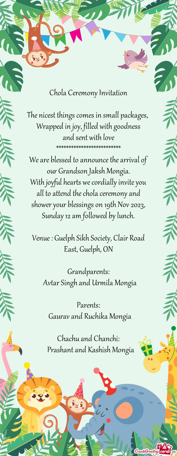 Venue : Guelph Sikh Society, Clair Road East, Guelph, ON