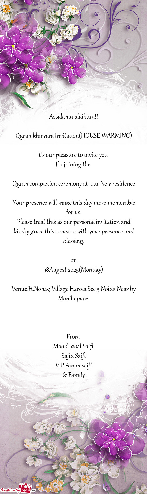 Venue:H.No 149 Village Harola Sec 5 Noida Near by Mahila park