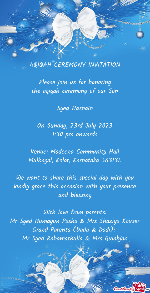 Venue: Madeena Community Hall