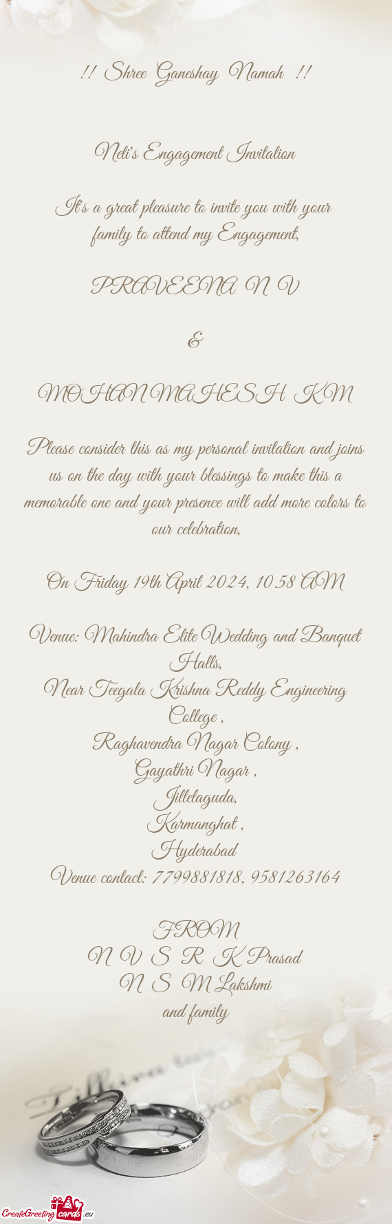 Venue: Mahindra Elite Wedding and Banquet Halls