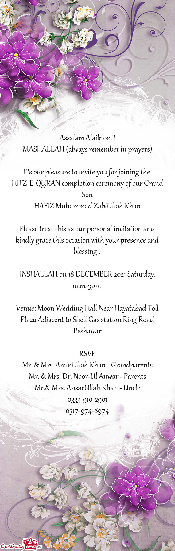 Venue: Moon Wedding Hall Near Hayatabad Toll Plaza Adjacent to Shell Gas station Ring Road Peshawar