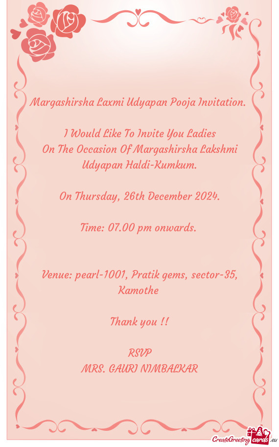 Venue: pearl-1001, Pratik gems, sector-35, Kamothe