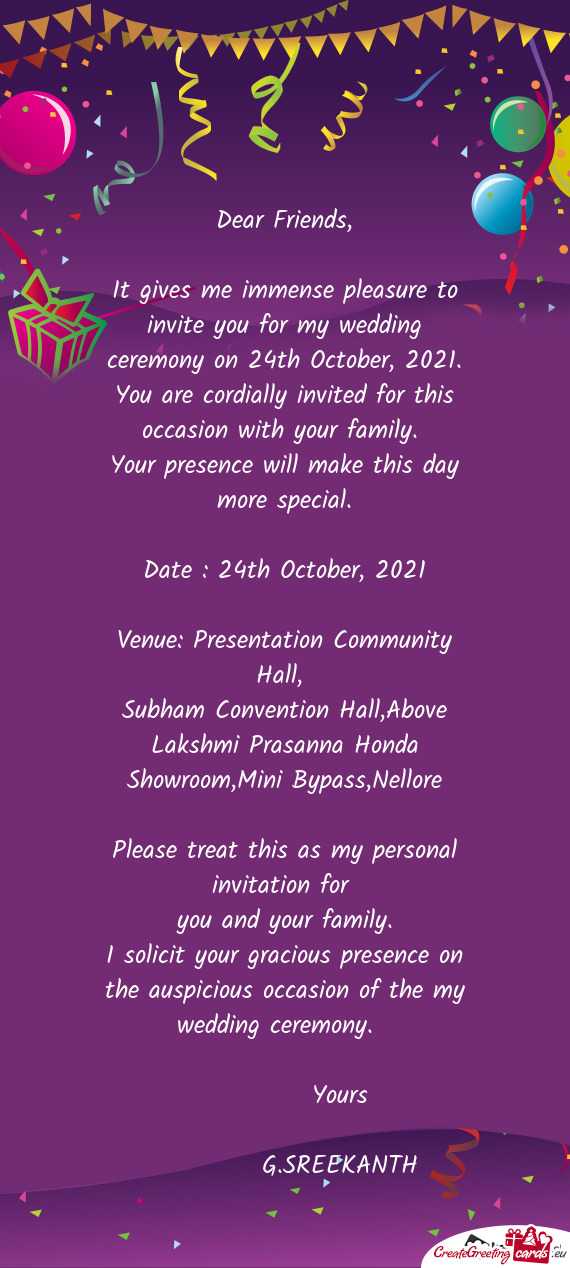 Venue: Presentation Community Hall