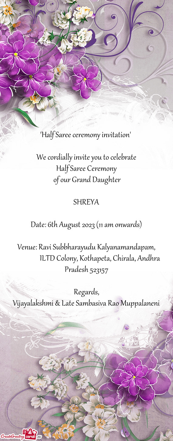 Venue: Ravi Subbharayudu Kalyanamandapam