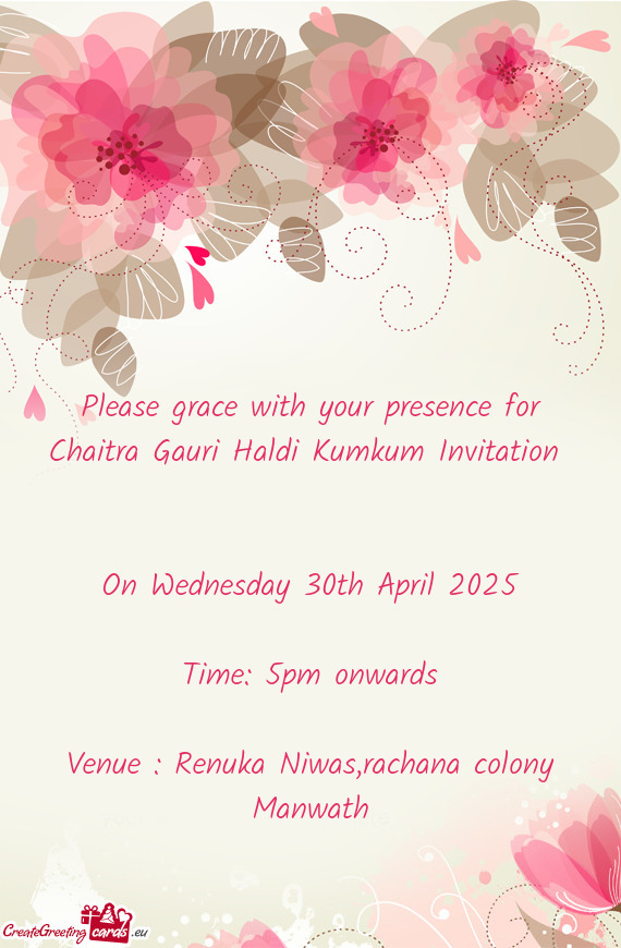 Venue : Renuka Niwas,rachana colony Manwath