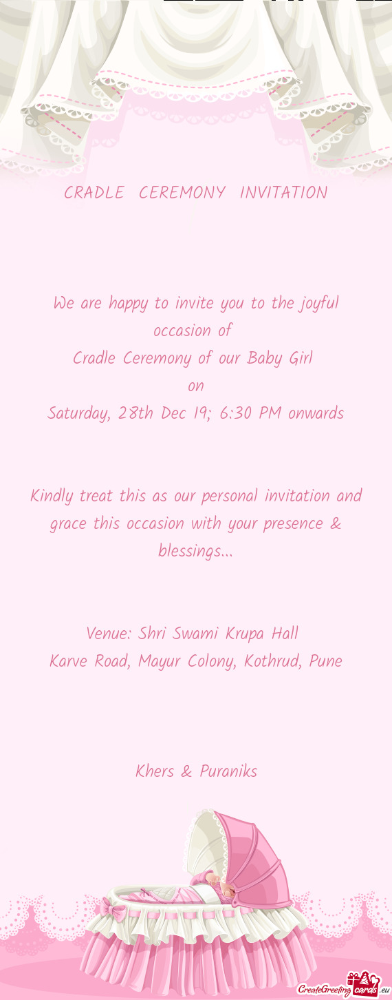 Venue: Shri Swami Krupa Hall