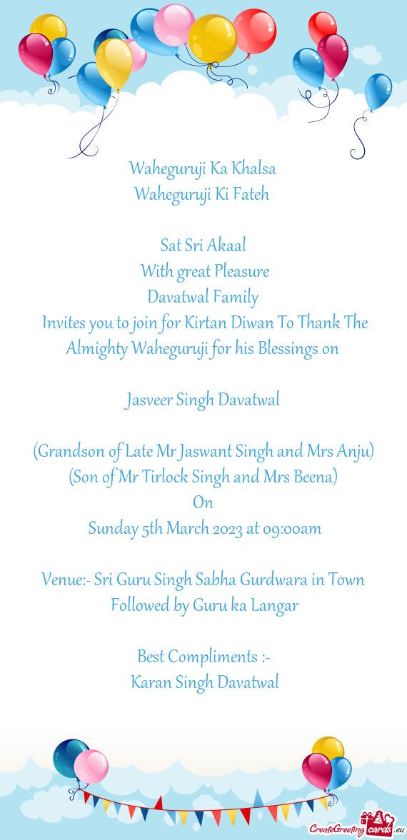 Venue:- Sri Guru Singh Sabha Gurdwara in Town