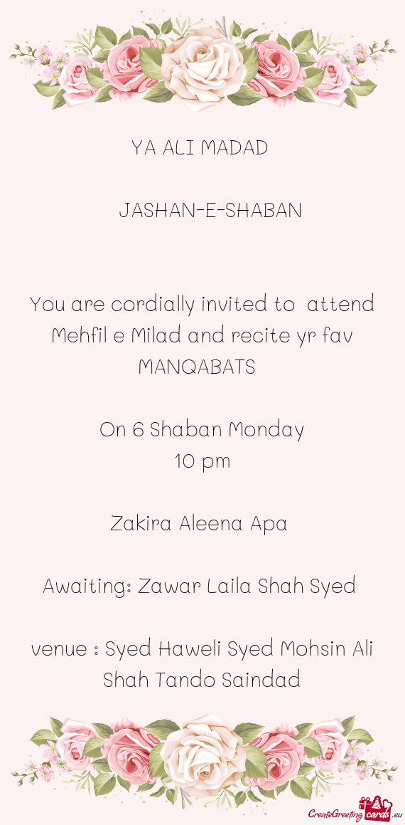 Venue : Syed Haweli Syed Mohsin Ali Shah Tando Saindad