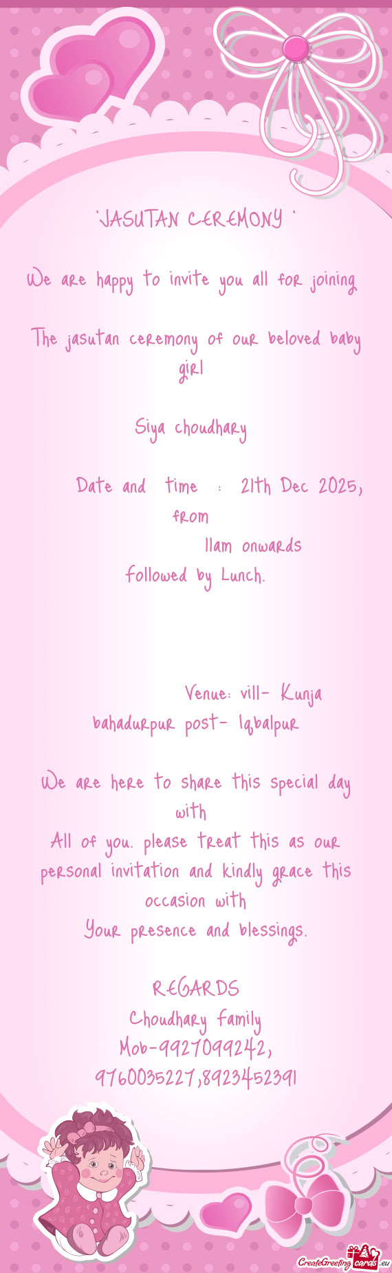 Venue: vill- Kunja bahadurpur post- Iqbalpur