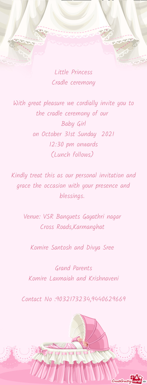 Venue: VSR Banquets Gayathri nagar