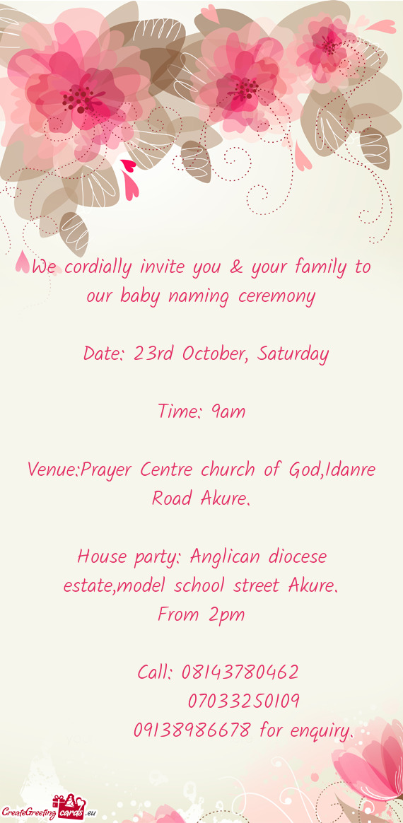 Venue:Prayer Centre church of God,Idanre Road Akure