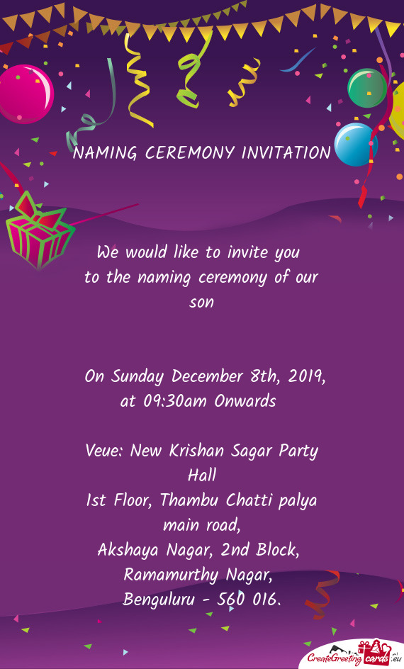 Veue: New Krishan Sagar Party Hall
