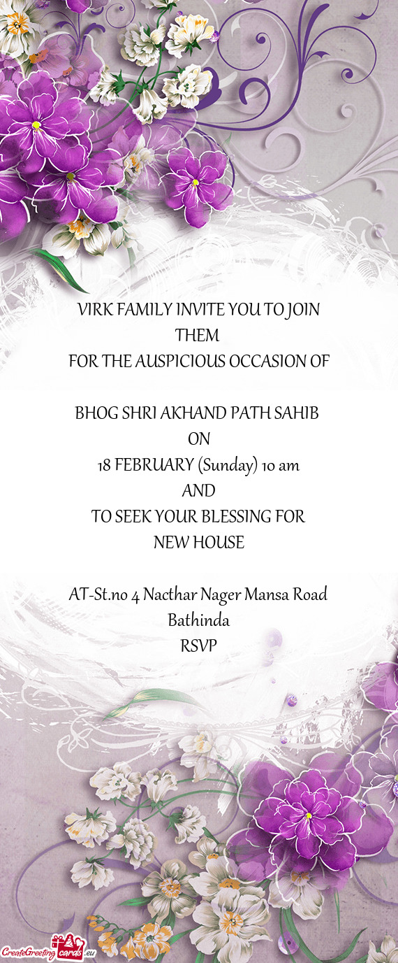 VIRK FAMILY INVITE YOU TO JOIN