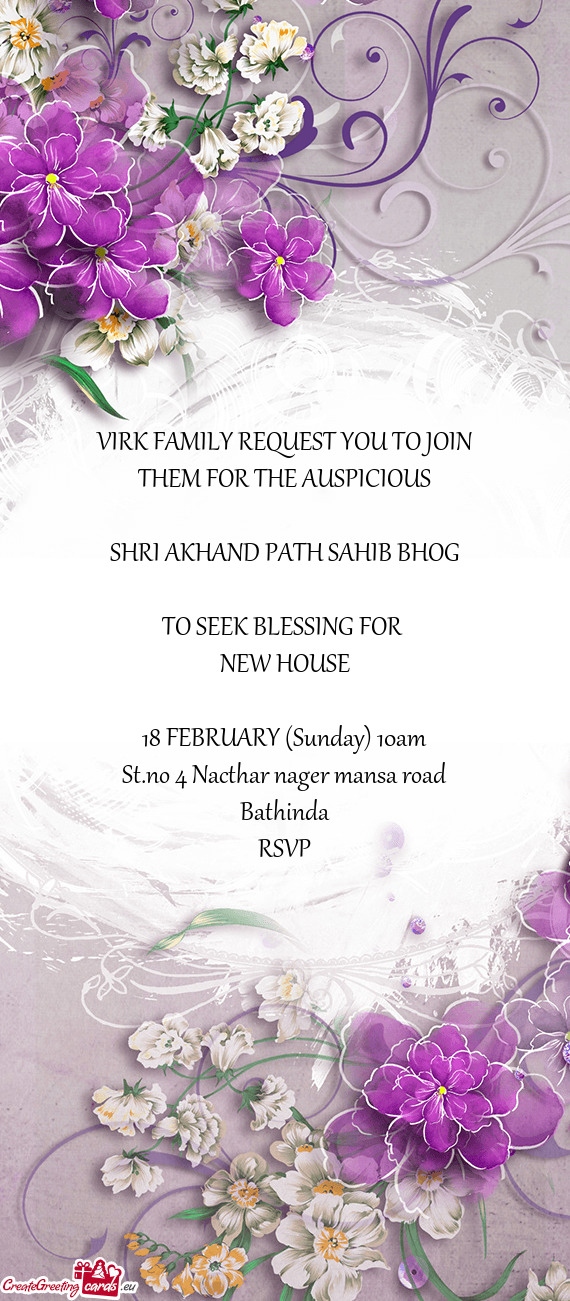VIRK FAMILY REQUEST YOU TO JOIN