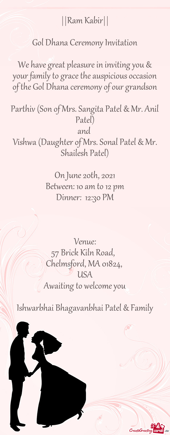 Vishwa (Daughter of Mrs. Sonal Patel & Mr. Shailesh Patel)