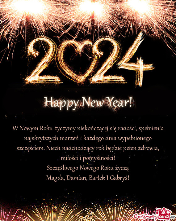 W Nowym Roku życzymy niekończącej się radości, spełnienia najskrytszych marzeń i każdego dni