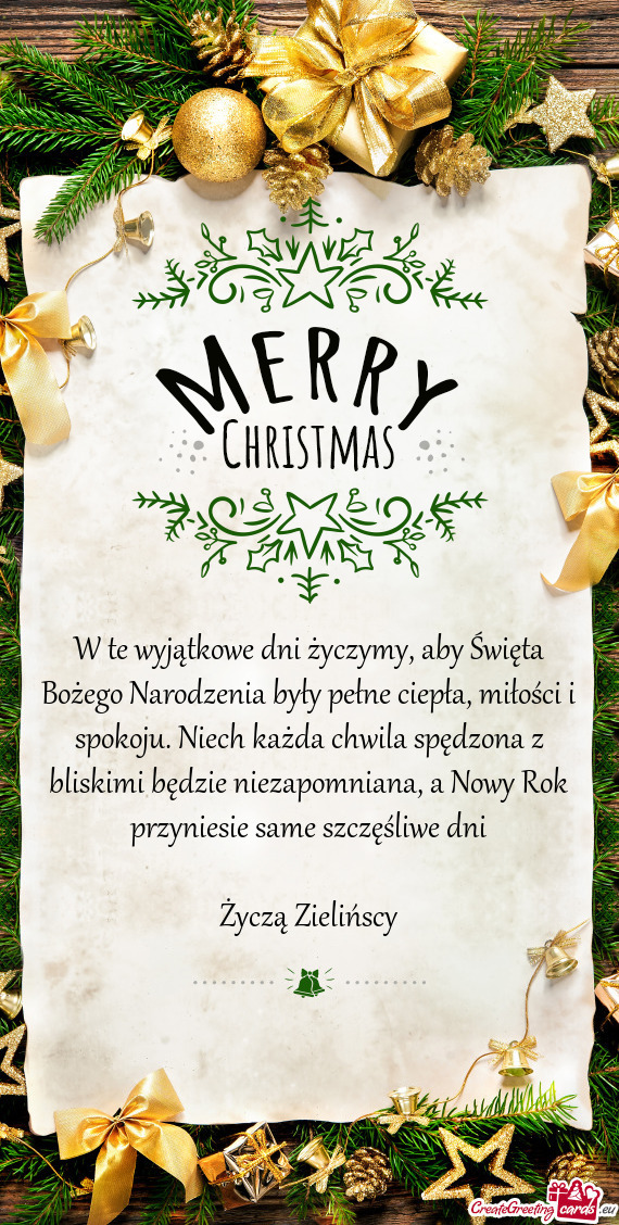 W te wyjątkowe dni życzymy, aby Święta Bożego Narodzenia były pełne ciepła, miłości i spok