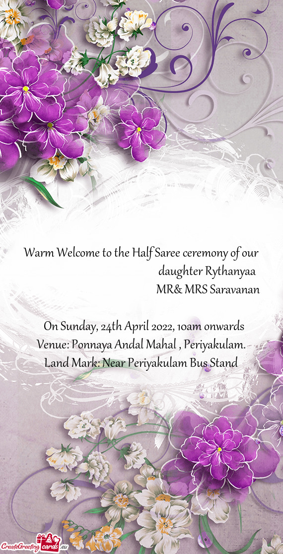Warm Welcome to the Half Saree ceremony of our